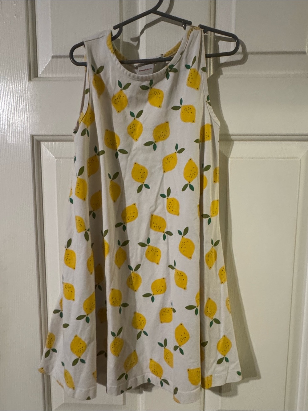 Hanna Andersson White Dress with Yellow Lemon Print Size 6/7